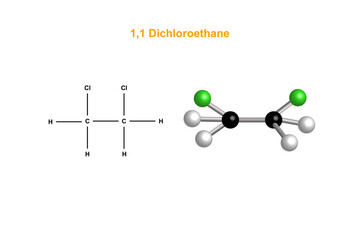 1,1 Dichloroethane chemical structure vector design illustration