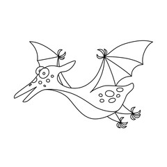Cute dinosaur. Dino pterodactyl. Hand drawn vector illustration for coloring books and prints © Elena Pimukova