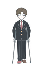 足を怪我した松葉杖の男子学生・ベクター