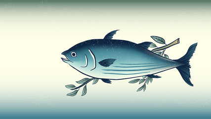 Japanese ukiyo-e style of bonito