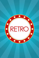 retro word in Light circle figure frame