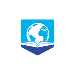 Book world vector logo template. Global book education design logo template.