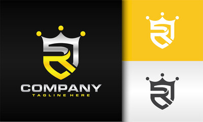 letter R shield crown logo