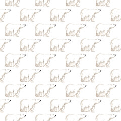 Polar bear watercolor seamless pattern. Perfect for printing, textile, web design, souvenirs and many other creative ideas.