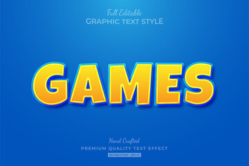 Games Cartoon Yellow Blue Editable Text Effect