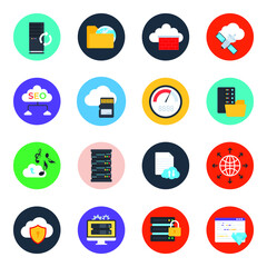 
Flat Icons of Web and Data Hosting
