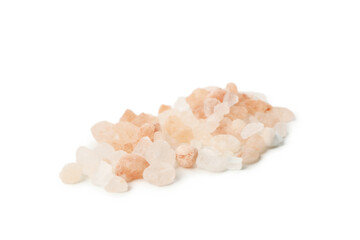 Pink himalayan salt isolated on white background