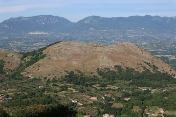 Fototapeta na wymiar Castel Morrone - Panorama dal Santuario di Maria SS. della Misericordia