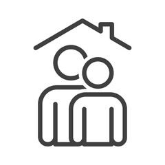 Self-isolation family icon. A simple image of people of different heights one after another. Self-isolation lesson. Isolated vector on white background.