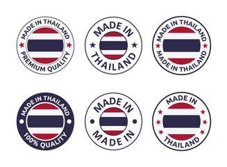 made in Thailand labels set, Kingdom of Thailand product emblem