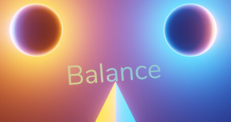 Render with background with balance concept in yellow and blue