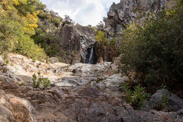 Fototapeta na wymiar Ece Waterfall in Dikili district of Izmir.