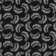 Seamless pattern with imprints of the leaves of palm leaves. Endless texture for the design of nature, fabric, decorative background. Vector stock illustration.