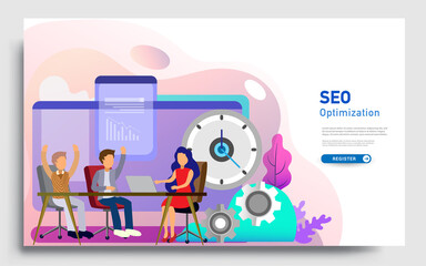 Social media marketing landing page template. Modern flat design concept of web page design for website and mobile website. Vector illustration