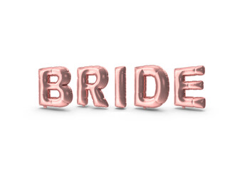 Bride Pink Balloons 3D Illustration On White Background