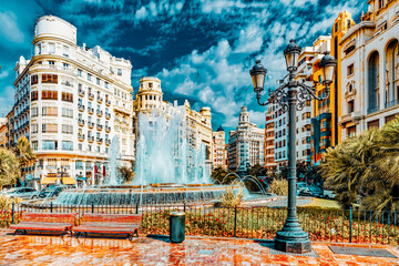 Cityscape of Valencia - third size population  city in Spain.