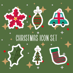 bundle of six merry christmas icons