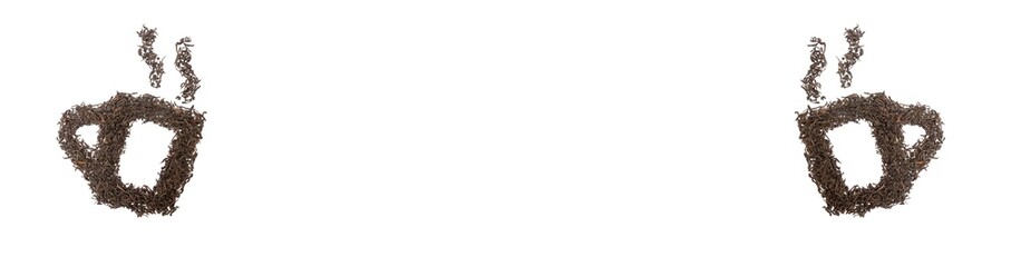 Abstract tea cup made of tea leaves. Place for text. Copy space. Banner