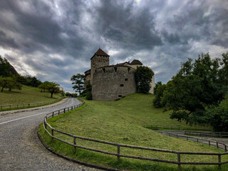 Fototapeta na wymiar Castle Liechtenstein on a cloudy day - Landscape Photography