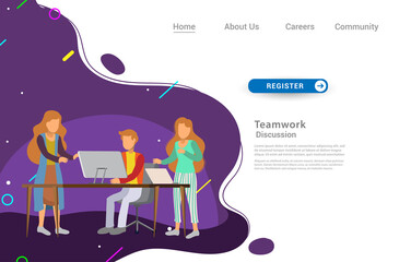 Landing page template design of teamwork concept. Modern flat design concept of web page design for website and mobile website. Easily to edit and customize. Vector illustration