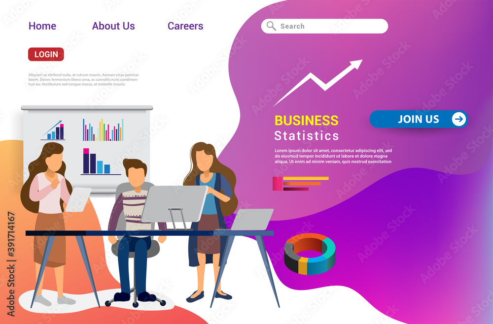 Wall mural design web templates for teamwork concept, business strategy, analytics and idea. modern vector illu