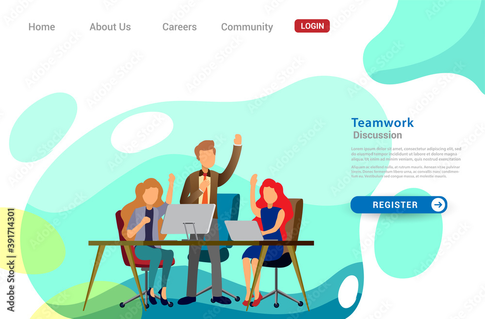 Wall mural design web templates for teamwork concept, business strategy, analytics and idea. modern vector illu