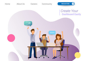 Landing page template design of teamwork concept. Modern flat design concept of web page design for website and mobile website. Easily to edit and customize. Vector illustration