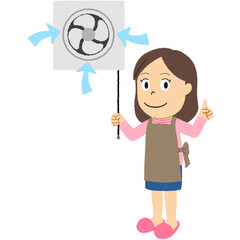 換気扇を回して換気する女性