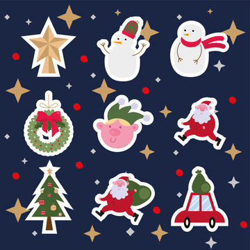 bundle of nine merry christmas icons