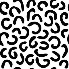 Seamless pattern. Abstract black doodles, curls. Vector background.