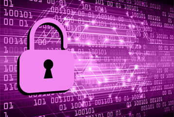 Closed Padlock on digital background, cyber security