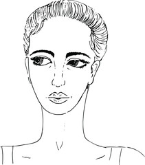 Drawing of the girl's face. Beautiful woman.