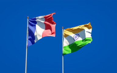 Beautiful national state flags of France and India.
