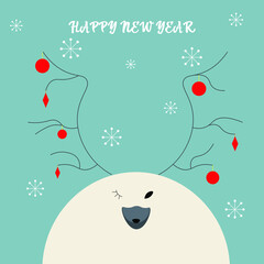 christmas card with a deer in a snowdrift