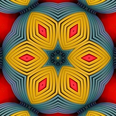 stack of identical pink red yellow and blue colored plastic chairs as basis for transformation into diverse patterns and designs