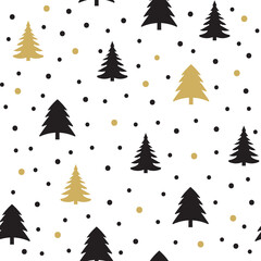 Christmas trees seamless pattern.