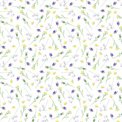 Watercolor digital pattern of wildflowers and butterflies. Perfect for printing, web, textile design, photo albums, scrap paper, souvenirs and other creative ideas.
