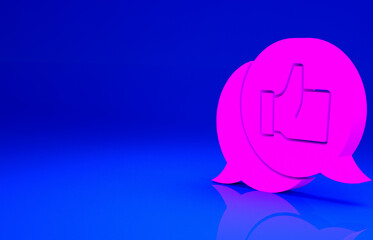 Pink Consumer or customer product rating icon isolated on blue background. Minimalism concept. 3d illustration 3D render.