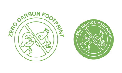 CO2 neutral zero carbon footprint stamp in thin line - carbon emissions free (no air atmosphere pollution) - sign for industrial production and eco-friendly isolated sign