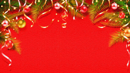 Christmas theme illustration with red background