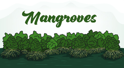 Mangrove Forest andscape background vector eps10