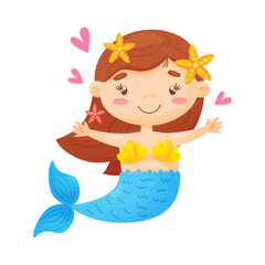 Cute little mermaid on an isolated background