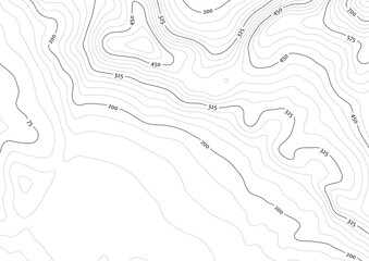 Artificial contour topo map in black/white with labels