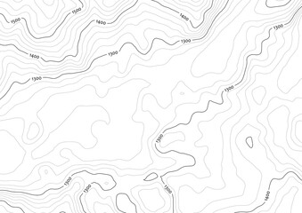Artificial contour topo map in black/white with labels