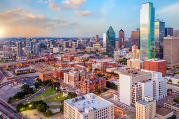 Fototapeta na wymiar Dallas city downtown skyline cityscape of Texas USA
