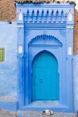 blue, Door, morish, closed, cat, sleeping, rest, relaxation, timeless, portal, city house, Chefchaouen, Morocco, north africa, 