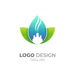 Environmentally Friendly Industry Logo, Leaf with Factory Combination Logo Concept