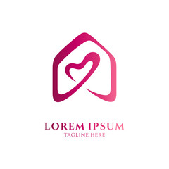 Love house logo, luxury minimalist logo style, red gradient color