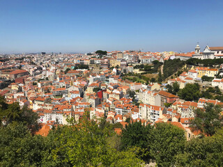 Fototapeta na wymiar Aerial view of city in Lisbon Portugal