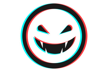 Smile or Emoji icon illustration in blue and red colors for Halloween day